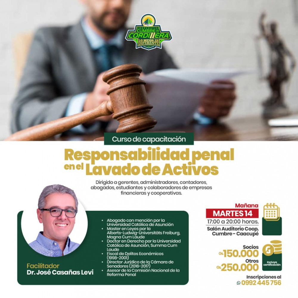 Capacitación sobre “Responsabilidad Penal en el Lavado de Activos”